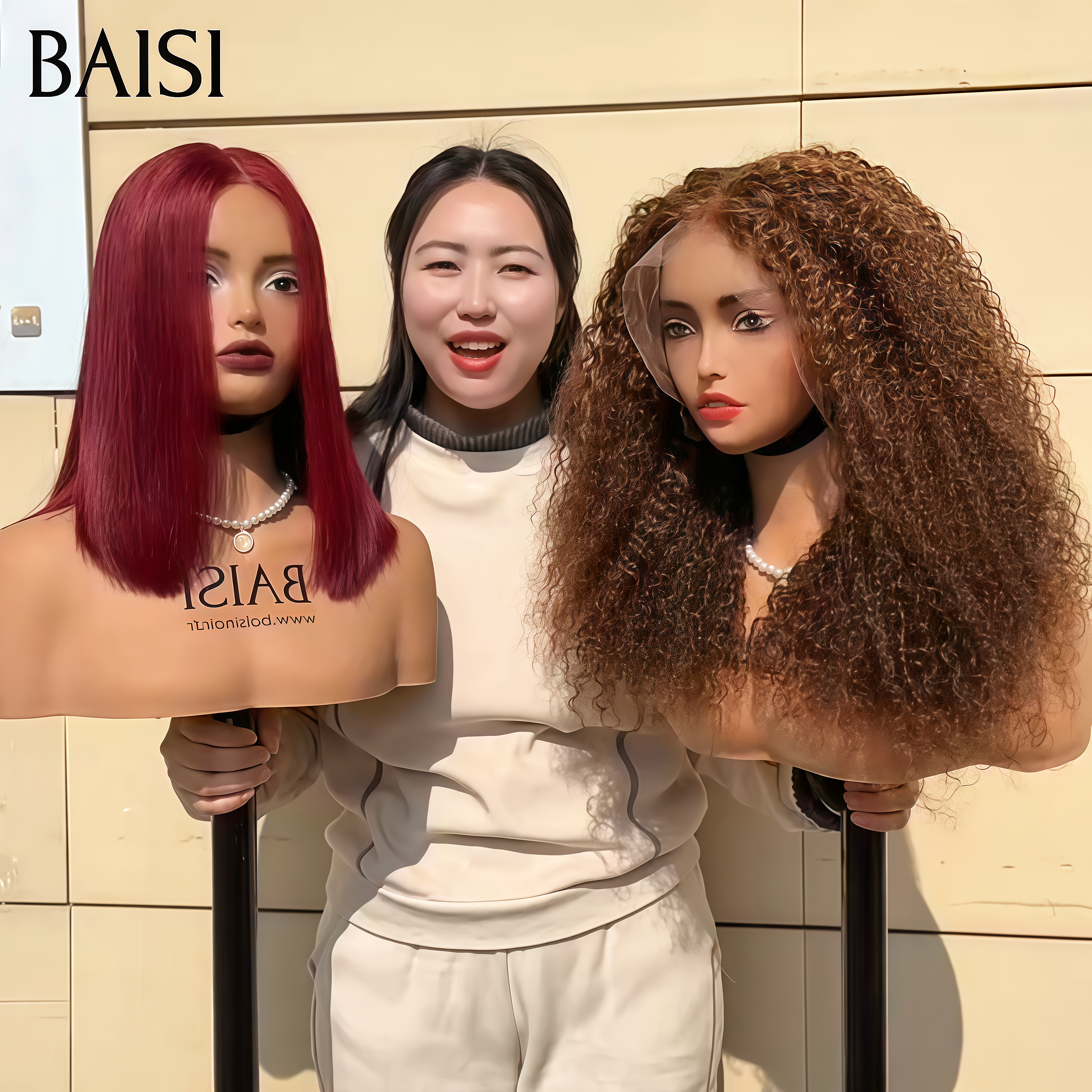 BAISI  Achetez 1 + 1 Gratuite=169€ 13x4 lace frontal deep wave Mixte Miel et Lisse Bordeaux 99J# en 100% Cheveux Humains