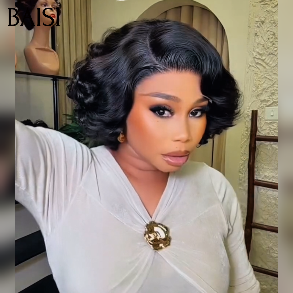 BAISI Offre à durée limitée 59€ closure lace egg wave en noir en 100% Cheveux Humains