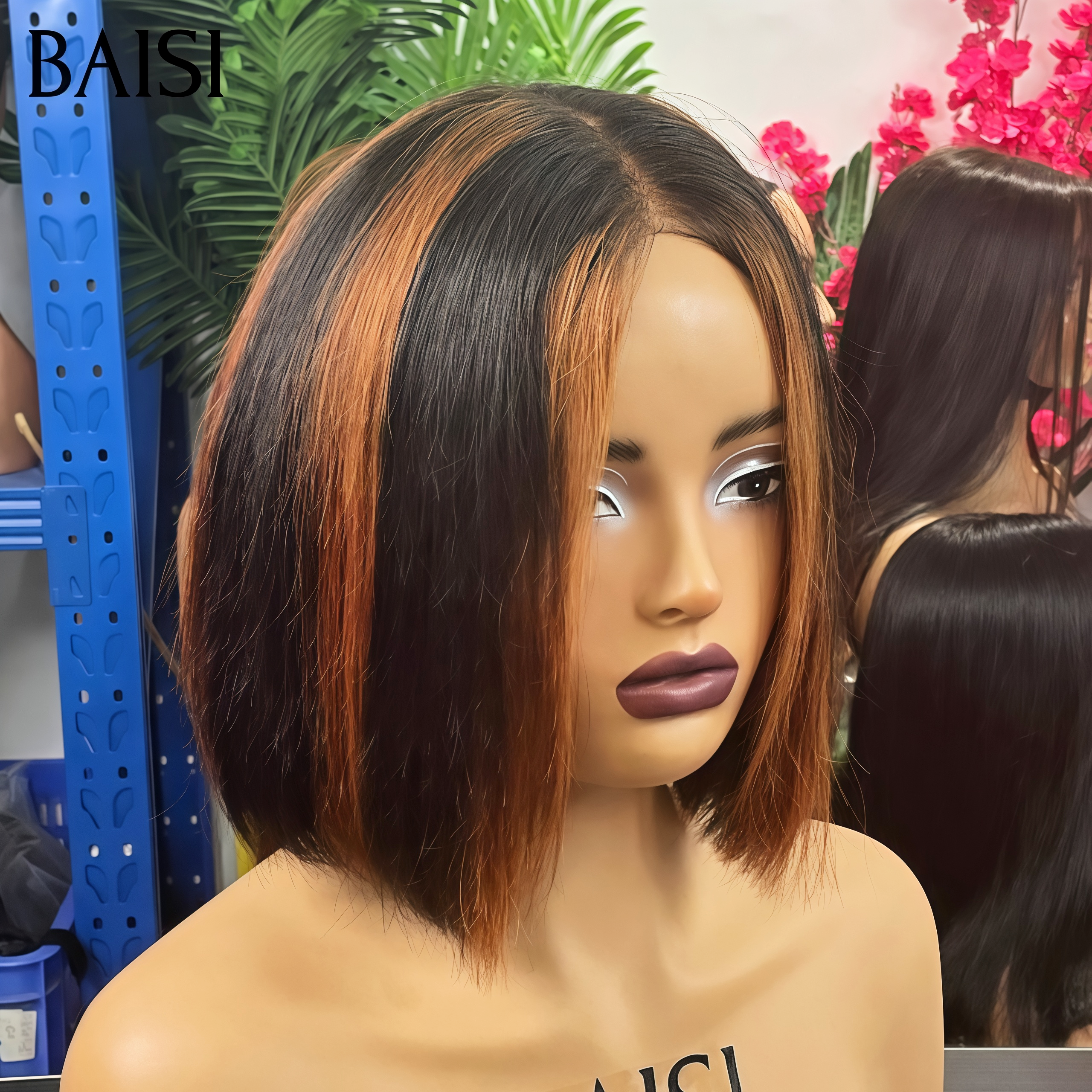 2X6 lace closure BOB  100% Vietnam Hair perruque 8 Pouces 65€ Lisse Haute Qualité en couleur NOIR Mixte brun 250% Densité SDD BONE Straight