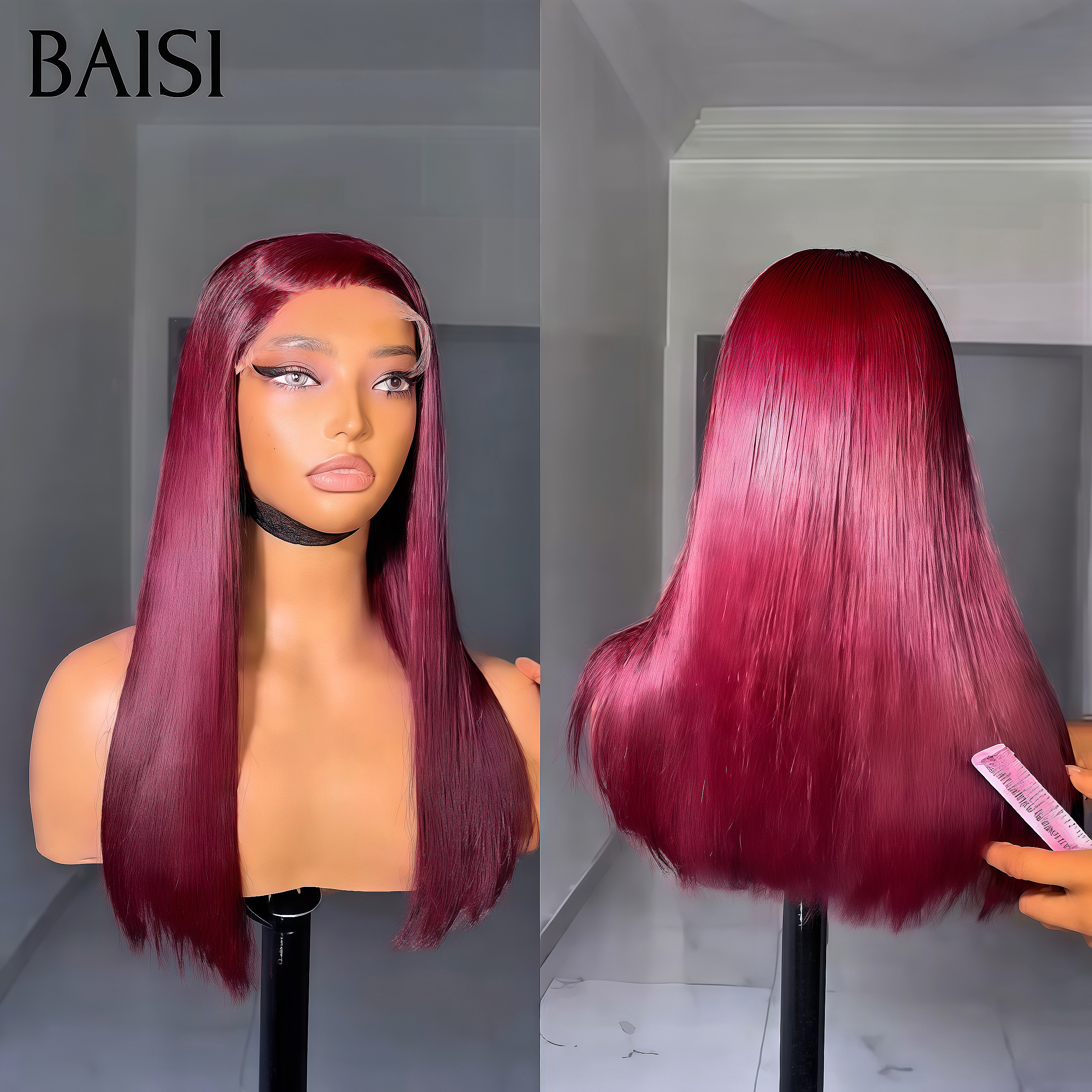 BAISI Acquistando almeno 2 parrucche al prezzo di fabbrica fornitore 13X4 frontale parrucca liscia rossa in 100% capelli umani veri (Nessun codice necessario)