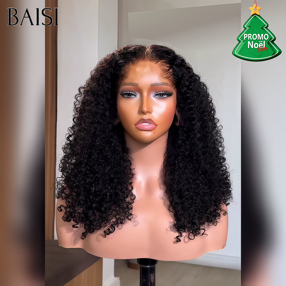 BAISI Perruque BOB 13x4 lace frontal NOIR curly wave  en 100% cheveux humains