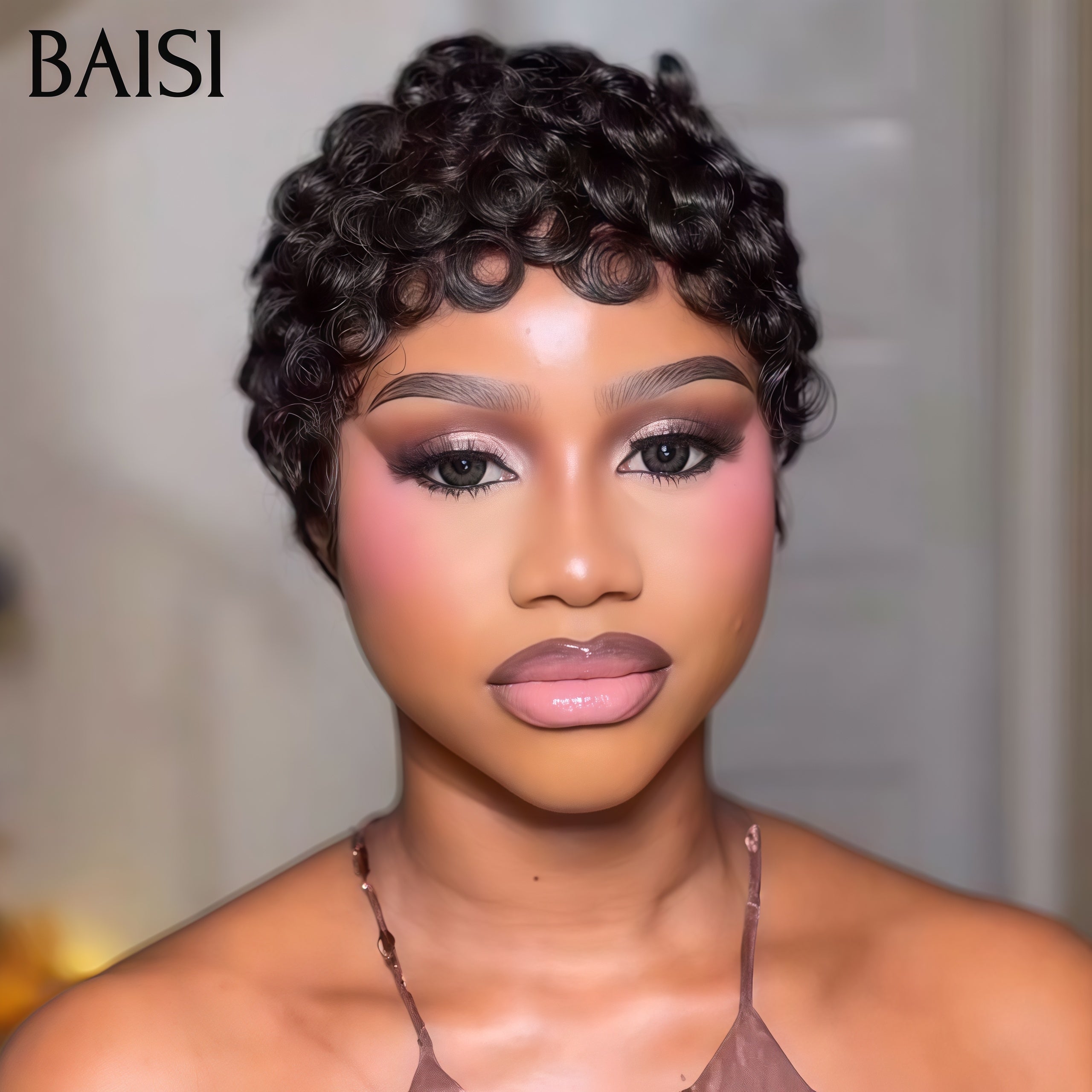 BAISI  Perruque Chioma pixie sans lace 39€ finger wave NOIR Moitié Prix Livraison Express 48H en 100% cheveux humains