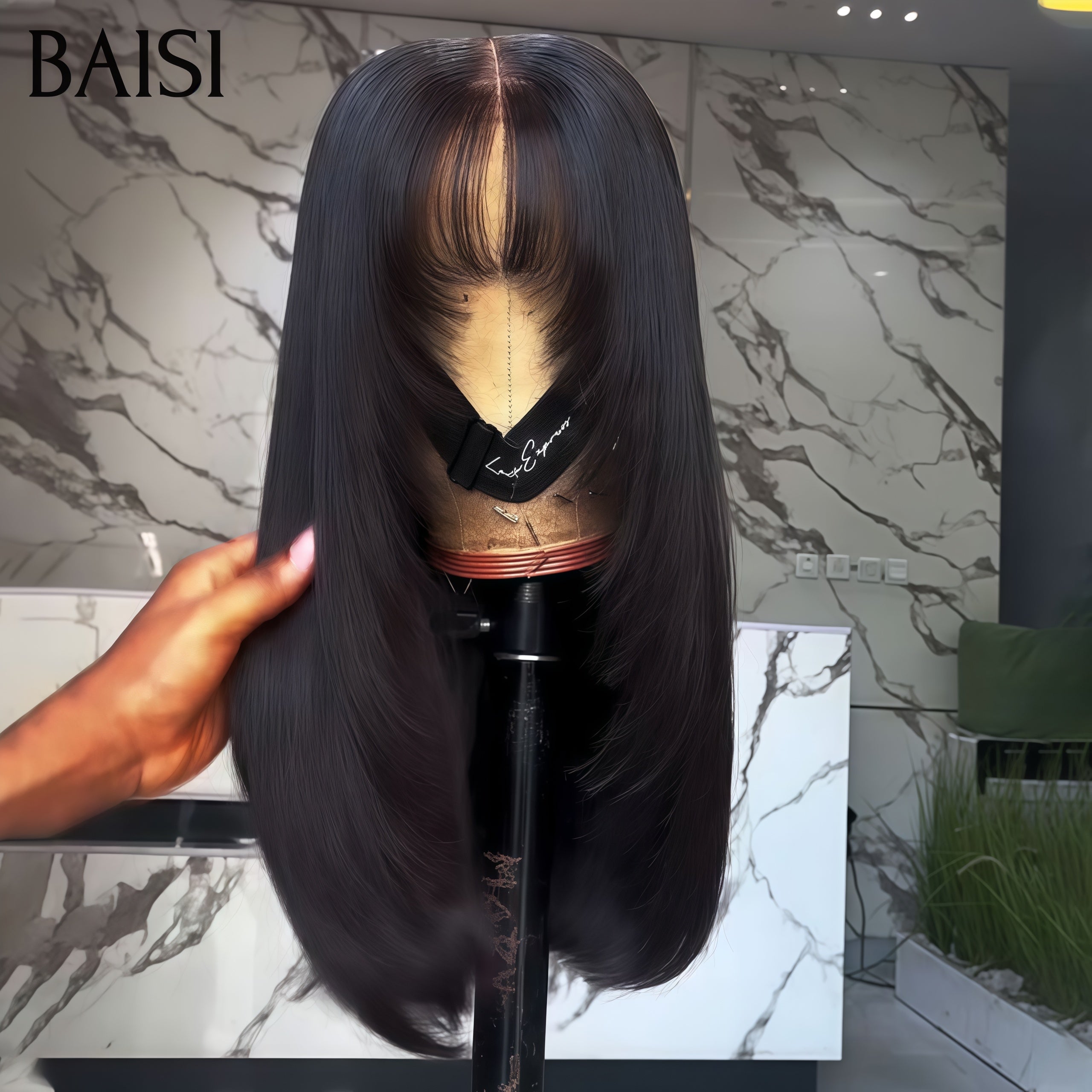 BAISI parrucche Lisce con frangia senza Colla 12 Pollici SDD bone straight in 100% veri capelli umani CODICE: VIP100