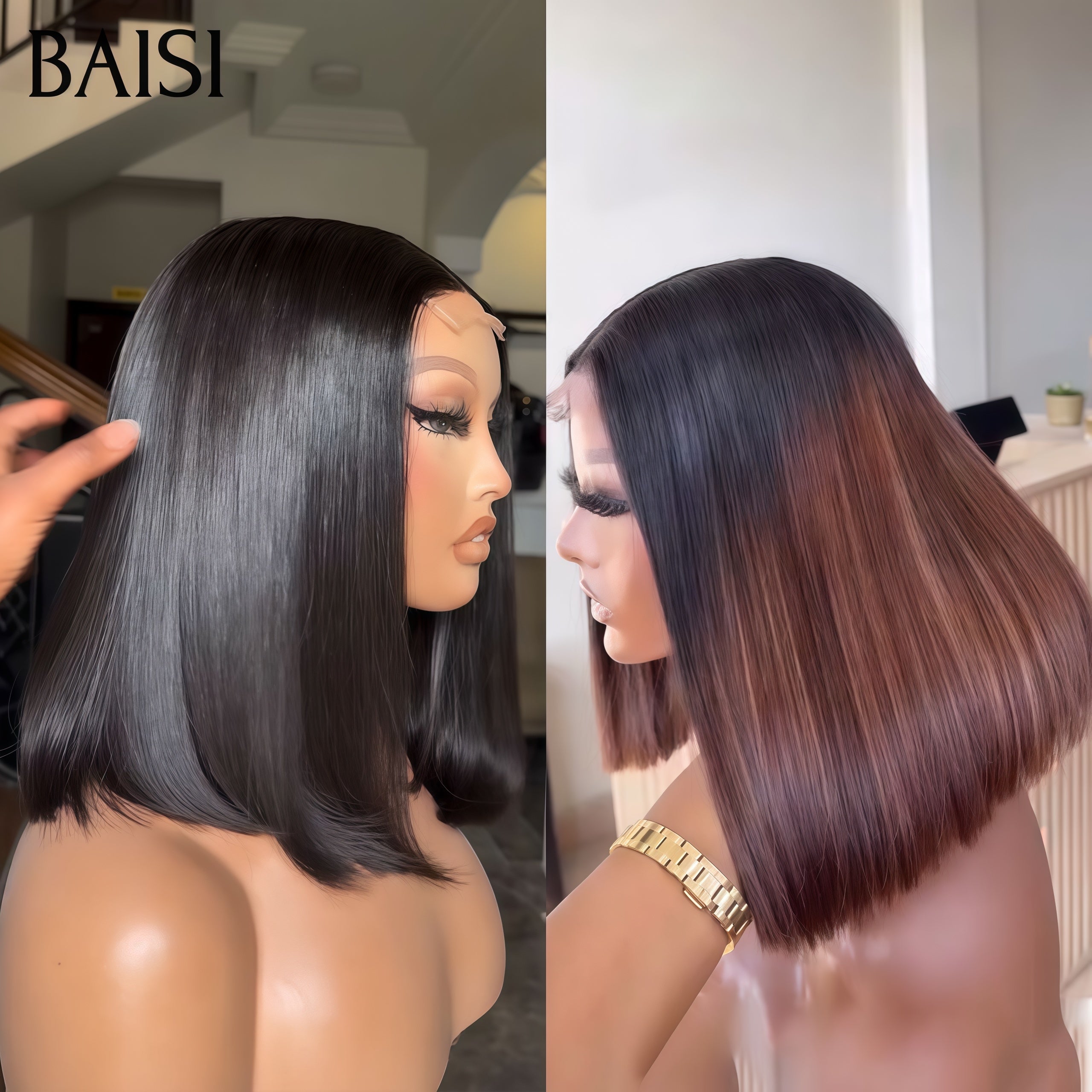BAISI HAIR FR 2 parrucche all'ingrosso 139€ 4x4 chiusura in pizzo liscia BOB 10 pollici o lotto da 3 parrucche colore arancione 450€ in 100% capelli umani