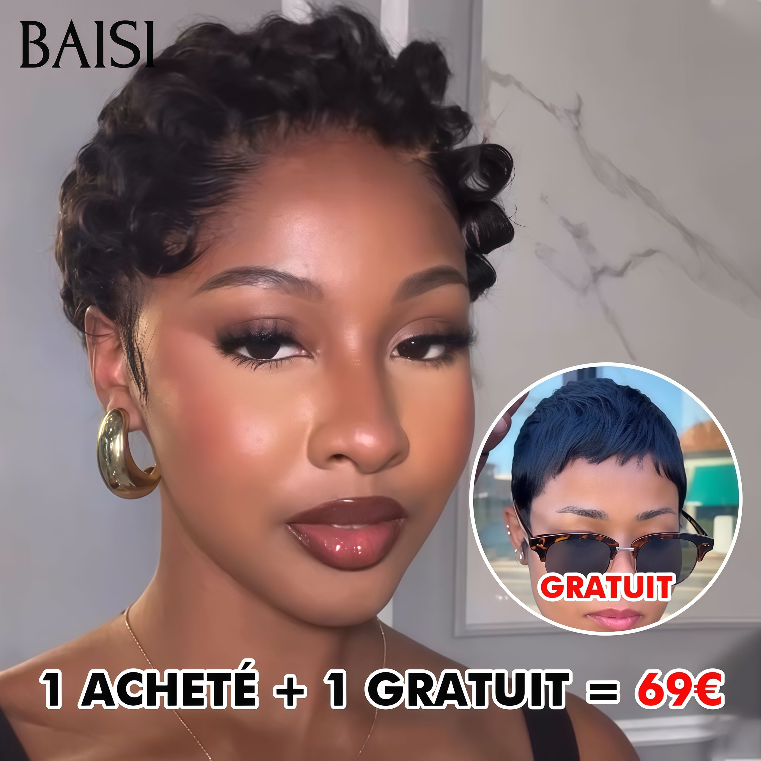 BAISI1 Comprato + 1 Gratis = 69€ 13x4 lace frontal finger wave e senza colla Liscio in 100% veri capelli umani
