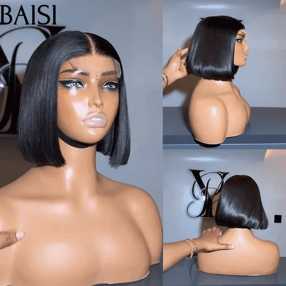 BAISI 2x6 Closure 100% veitnam hair 15A  Perruque DE LUXE COULEUR Naturelle Lisse 300% Densité