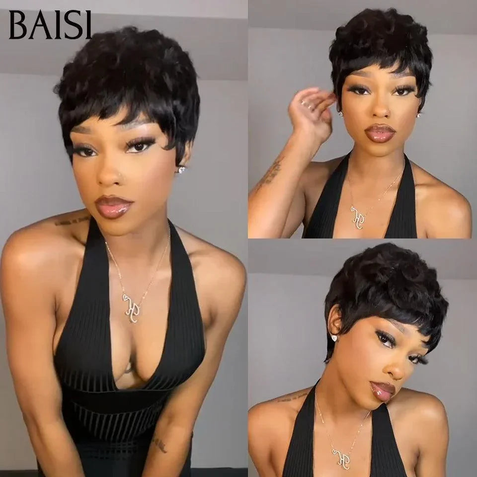 BAISI Peruca Pixie Lisa em cor NATURAL 59€ em 100% Cabelo Humano #026