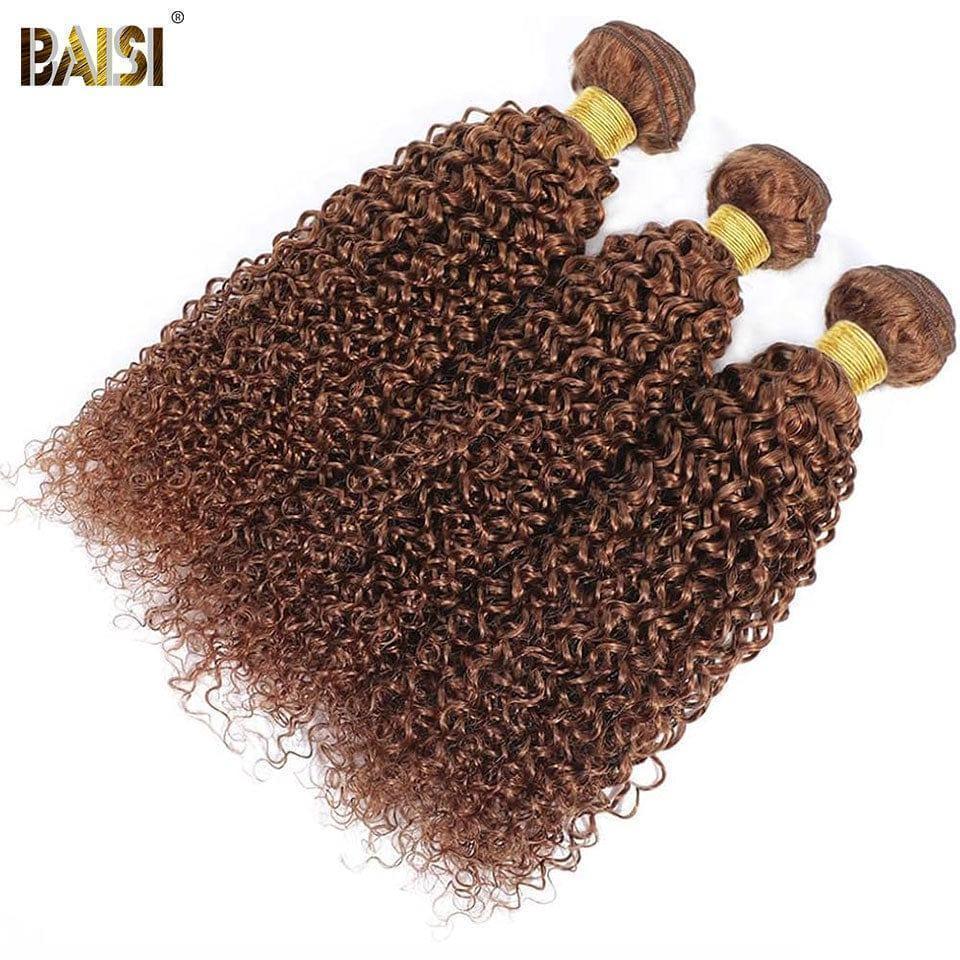 BAISI 12A 3 palle di tessitura dei capelli marrone 4# in onda riccia di capelli umani al 100%