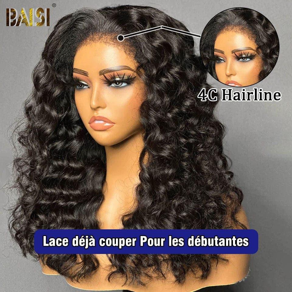 Parrucca frontale in pizzo BAISI 4X6 Onda profonda di fascia alta con capelli del bambino Glueless naturale Glueless 100% veri capelli umani 4C Attaccatura dei capelli