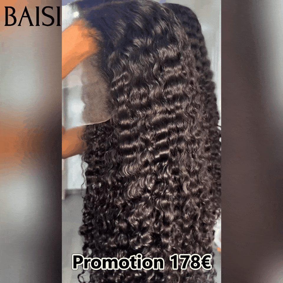 BAISI 13X4 Lace Frontal Perruques water Wave NOIR 30 pouce 210€ en 100% Cheveux Humains BS65