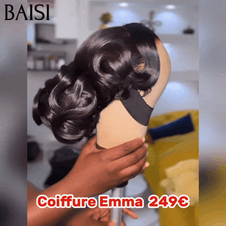BAISI Coiffure de luxe Linda ou Emma Perruques Mariage Prête à porter chignon et personalisation comme sur la vidéo 100% identique avec lace frontale pour mariage ou événement spécial  BS120
