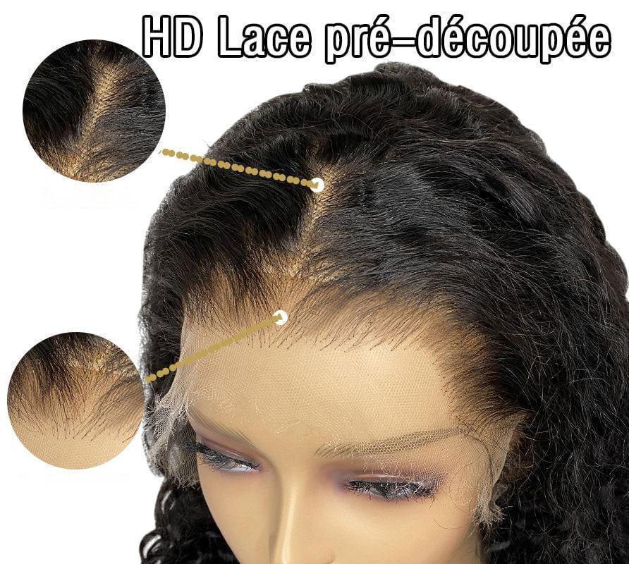 BAISI 13X4 HD natural curly wave wig Pre-plucked No Glue Need 250% density in 100% Raw Hair Lace already cut VIP100