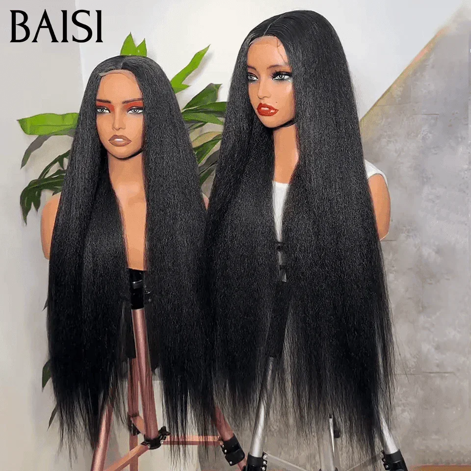 BAISI  4X4 closure perruque Kinky straight en 100% cheveux humains