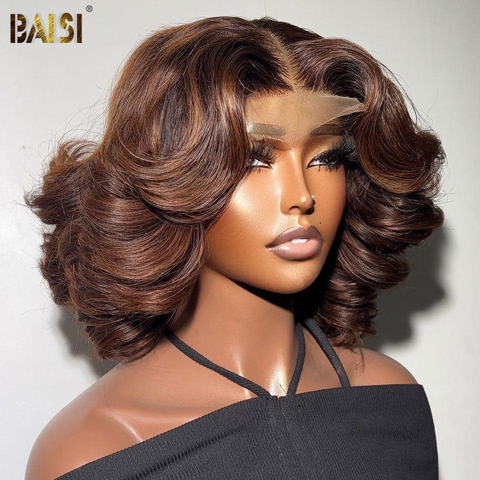 BAISI 13X4 Parrucche 12 pollici 4#Mix30# o NERO taglio personalizzato ricci voluminosi 300% densità oltre 20 anni di utilizzo CODICE BS120