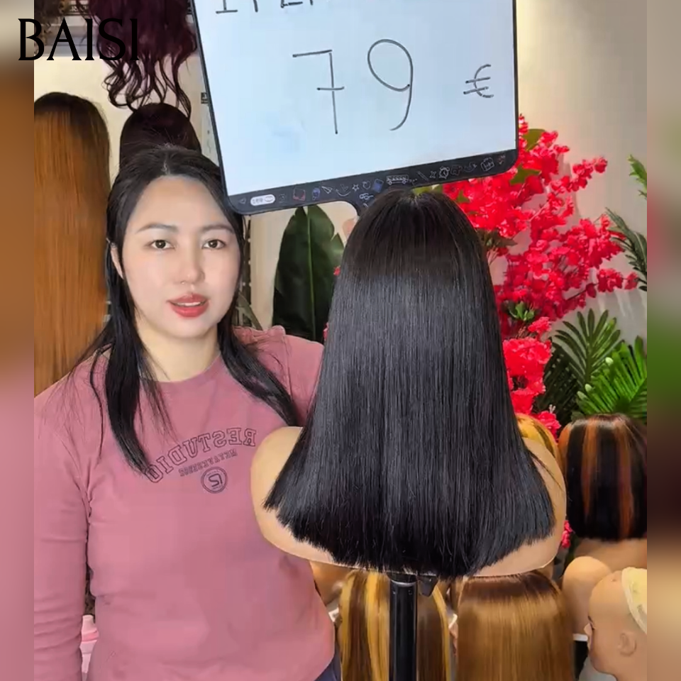 BAISI Frontal 13X4 lace Lisse 14 pouce 79€ en Noir 100% Cheveux Humains ou Viêtnam Hair 14 Pouces 129€ 250% densité
