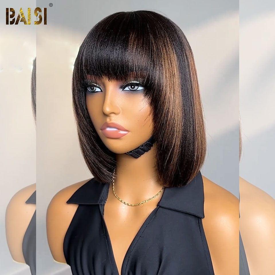 BAISI Bob Lisse Avec Frange 10 pouces en couleur 1Bmix99J# ou 1Bmix30# en 100% cheveux humains