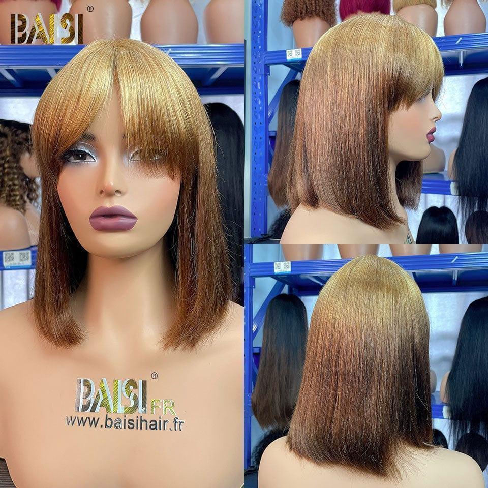 BAISI  Peruca lisa com franja 18 polegadas 109€ ou mista 92€  Em cor preto ou mista ou bob liso de luxo PRETO 8 polegadas 68€ em 100% cabelo humano