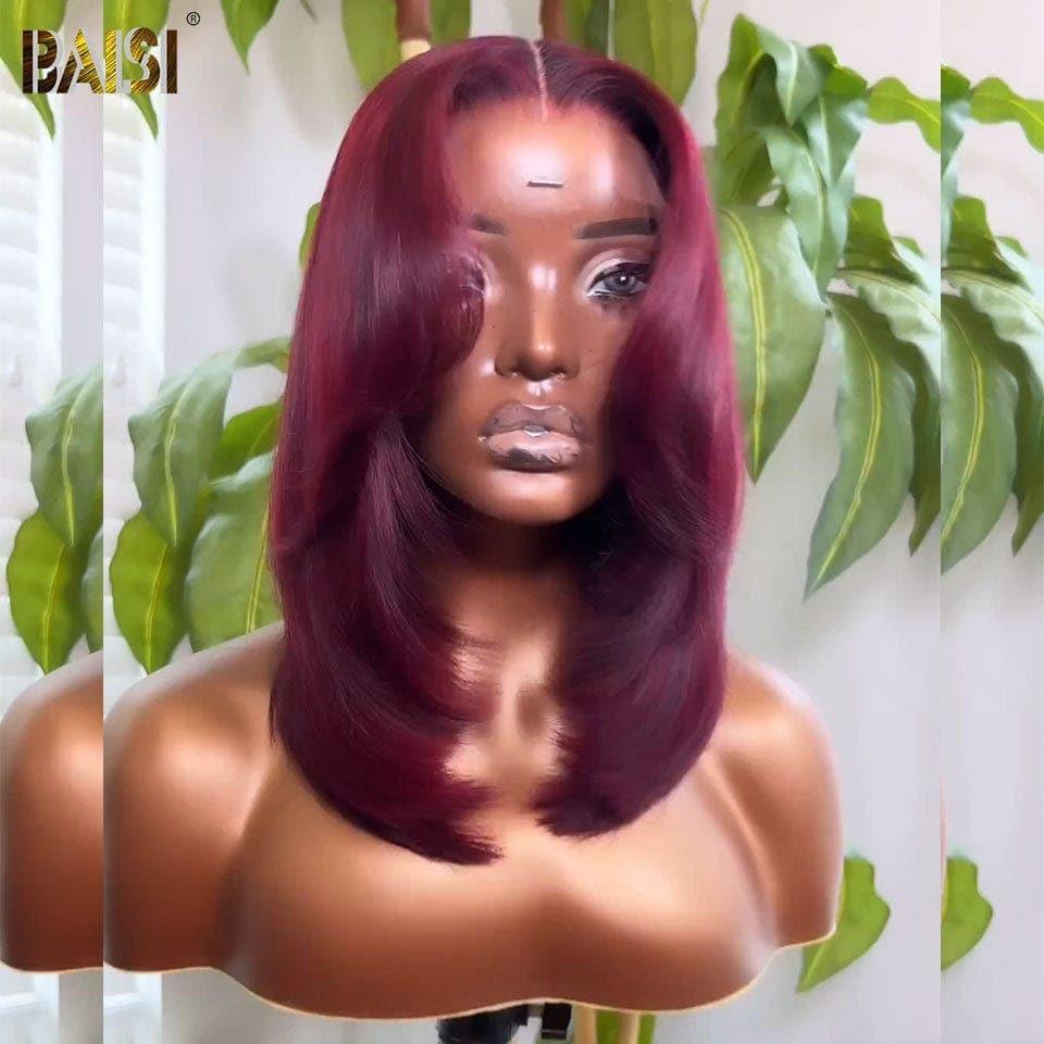 BAISI 99J Perruque BOB  Lisse Rouge Bordeaux B