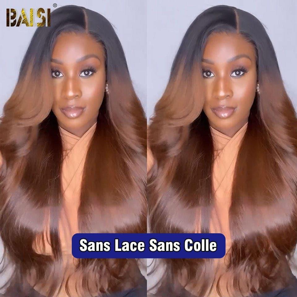 BAISI Achetez 2 perruques minimum au prix d'usine fournisseur  13x4 Frontal Perruque Body Wave 20 pouce 159€ en Marron #1B4 Pré-plucked Pas Besoin de Colle en 100% Raw Hair