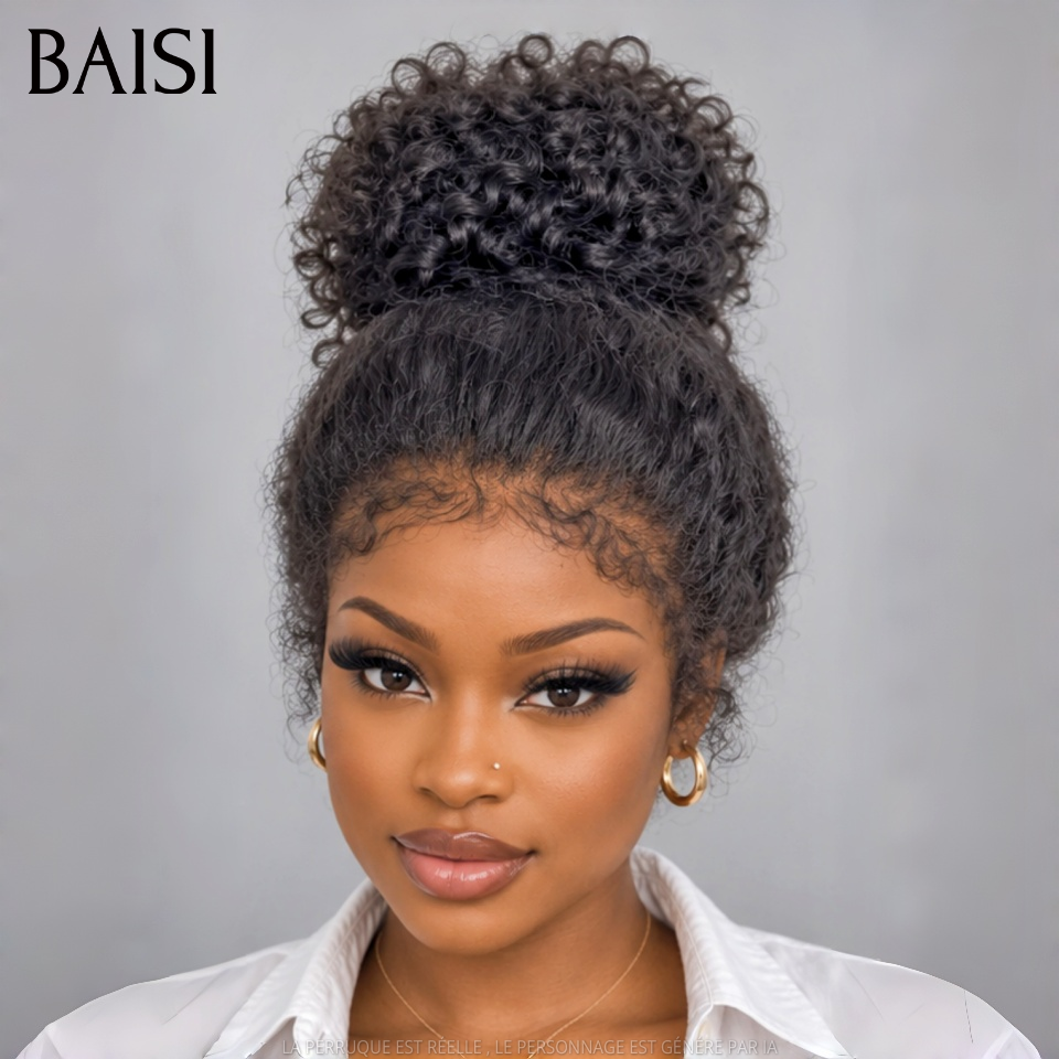 BAISI 360 Lace Perruque Curly Wave 18Pouces 199€ Seulement Pas Besoin de Colle Toute Coiffure Permie Avec 4C Hairline Baby Hair Très Bonne Qualité En 100% Cheveux Humains