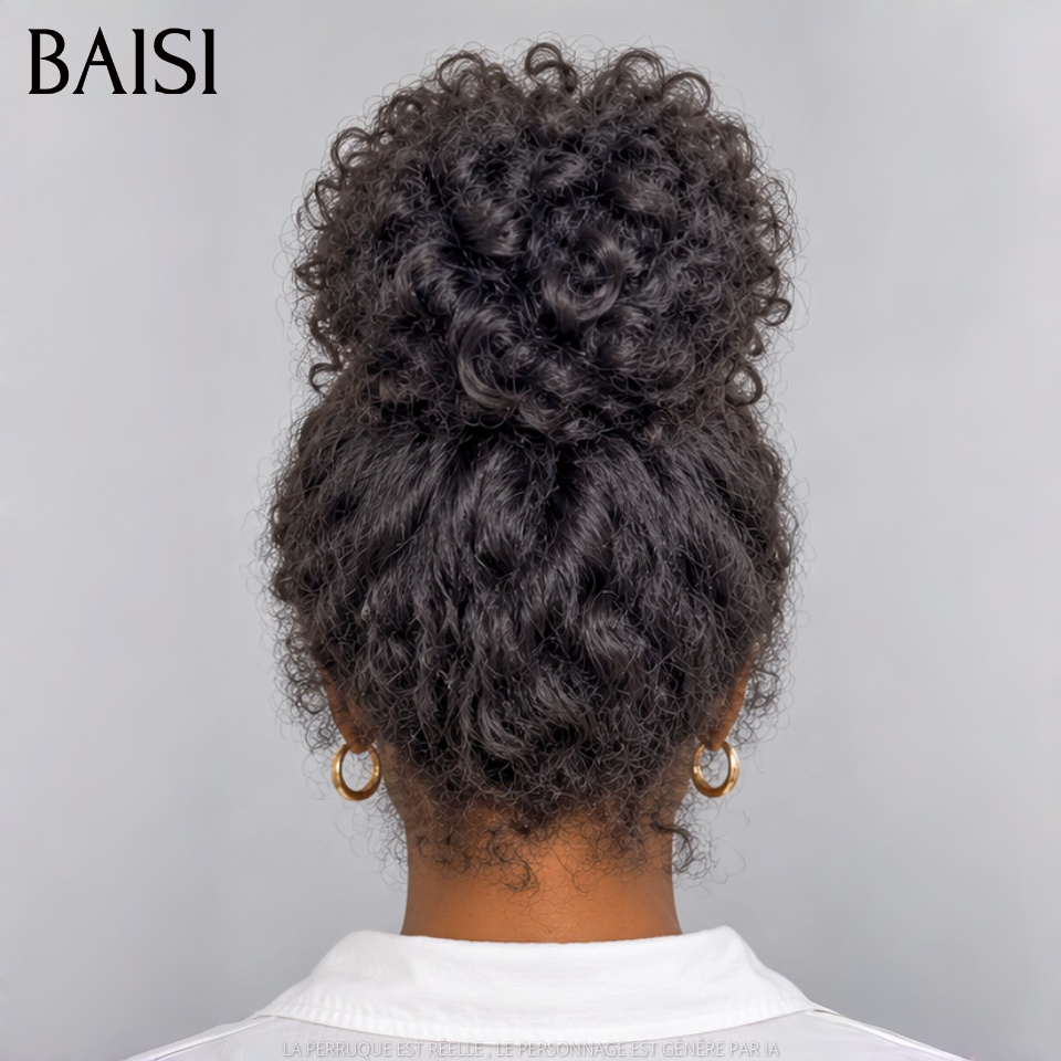 BAISI 360 Lace Perruque Curly Wave 18Pouces 199€ Seulement Pas Besoin de Colle Toute Coiffure Permie Avec 4C Hairline Baby Hair Très Bonne Qualité En 100% Cheveux Humains