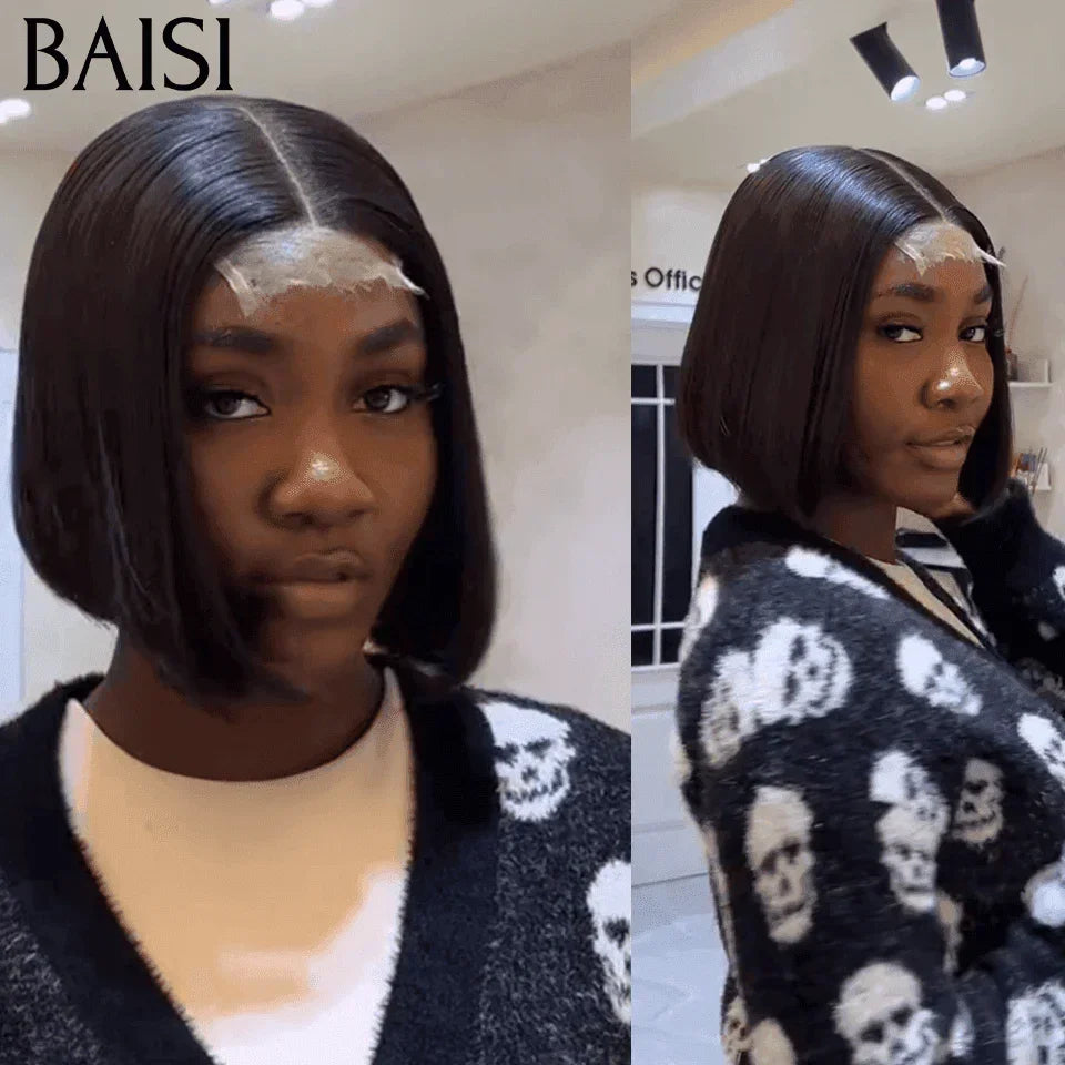 BAISI Grandes Saldos TVA 0€ 69€ SDD BONE Straight 300% densidade 100% Cabelo Vietnamita 2x6 Lace Closure Peruca lisa em 100% cabelo humano Vietnam Hair FR38