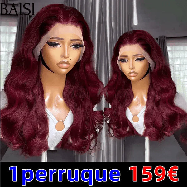 BAISI vente flash 13X4 lace frontal body wave 20 pouce 109€ NOIR ou Bordeaux 159€ 18 Pouces 100% vrais cheveux humains