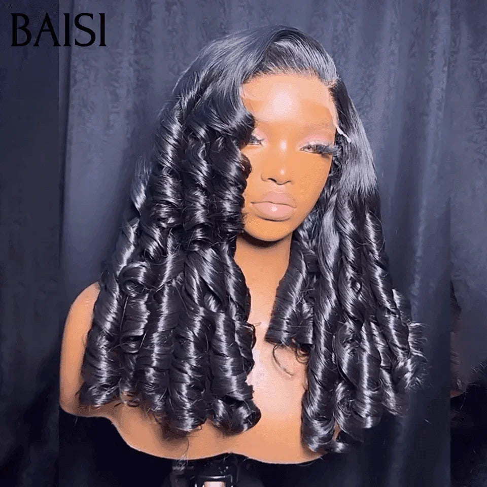 BAISI 300% densidade 15A Cabelo virgem double drawn, 13X4, peruca de luxo loose wave 20 polegadas, 198€; cor PRETO, 100% cabelo humano