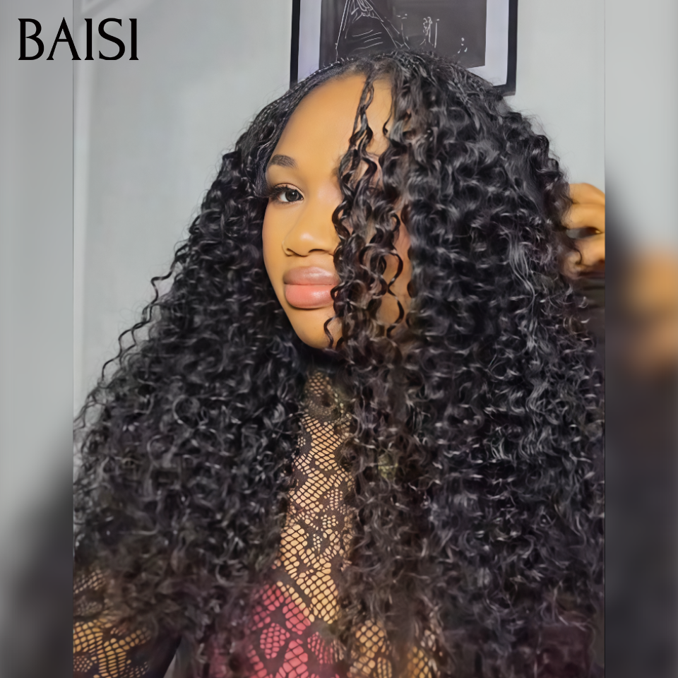 BAISI Extensions Plumes 100% Cheveux Humains Curly  Wave Frisée Noire Installation Etape par Etape Rendue Longue Volume et Naturelle en 100% Cheveux Humains