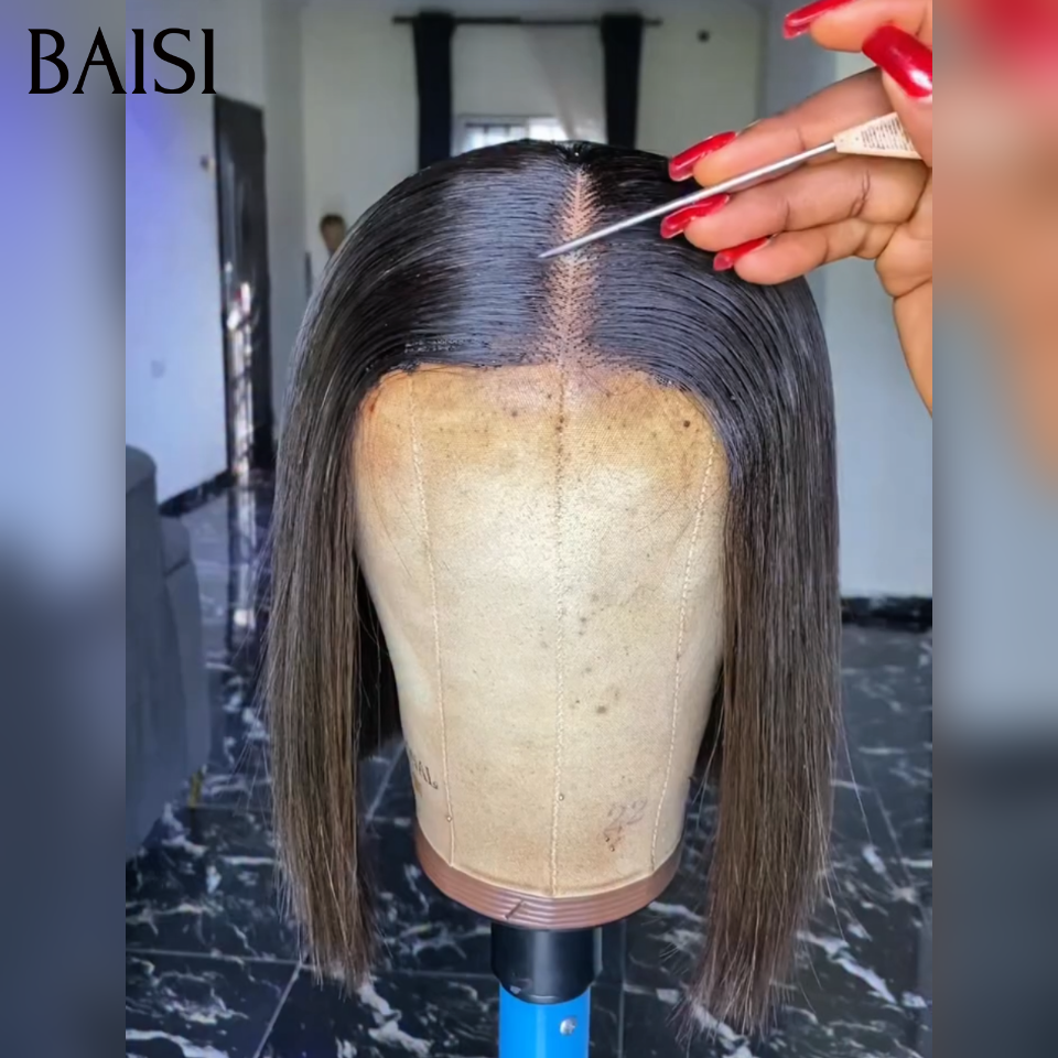 BAISI 2 perruques bob Lisse Noir 8 Pouces  avec Frange 79€ ou Sans Frange 89€ Facile à Porter Au Quotidien en 100% Cheveux Humains