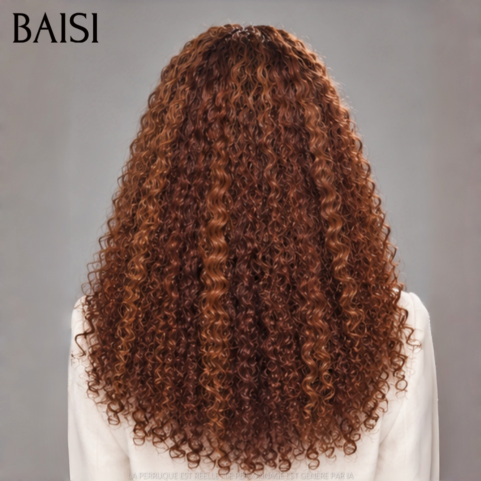 BAISI 4x4 lace frontal Perruque Bouclée Curly A partir de 139€ Couleur Marron Glacée 4/30# Bien Fournie Meilleure Qualité en 100% Cheveux Humains
