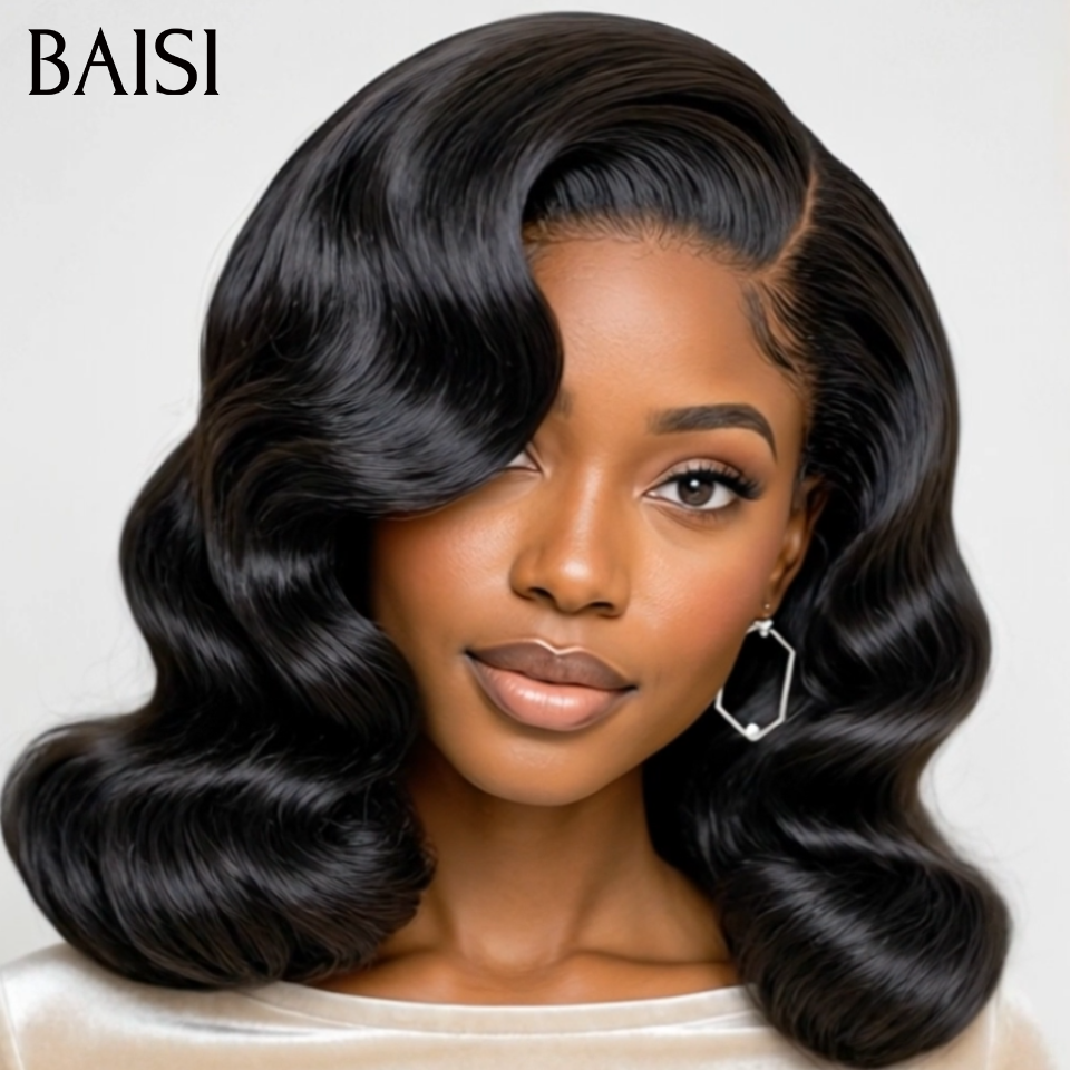BAISI 4x4 Lace Perruque Reçu 48H Lisse Noir Body Wave 10 pouces 59€ Deja En France TVA 0€en 100% Cheveux Humains
