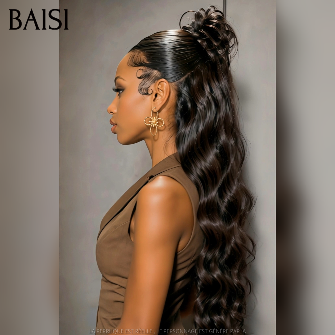 BAISI 13x6 Lace Perruque Coiffée Body Wave Couleur Noir  1B# 22Pouces 159€ ou 30Pouces 299€Coiffure Très Elégante en 100% Cheveux humains