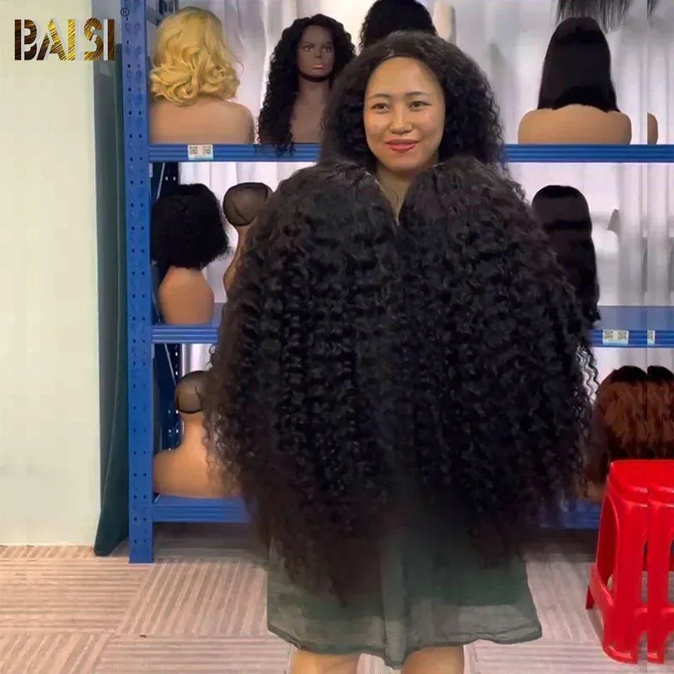 BAISI 4x4 closure perruque Curly en 100% cheveux humains en cheveux indians brésiliens de bonne qualité