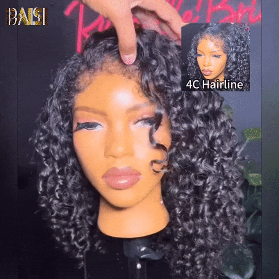 BAISI 13X4 lace wig Curly TW 16 inch 250% Density high end with Baby Hair natural glueless lace 100% real human hair 4C Hairline