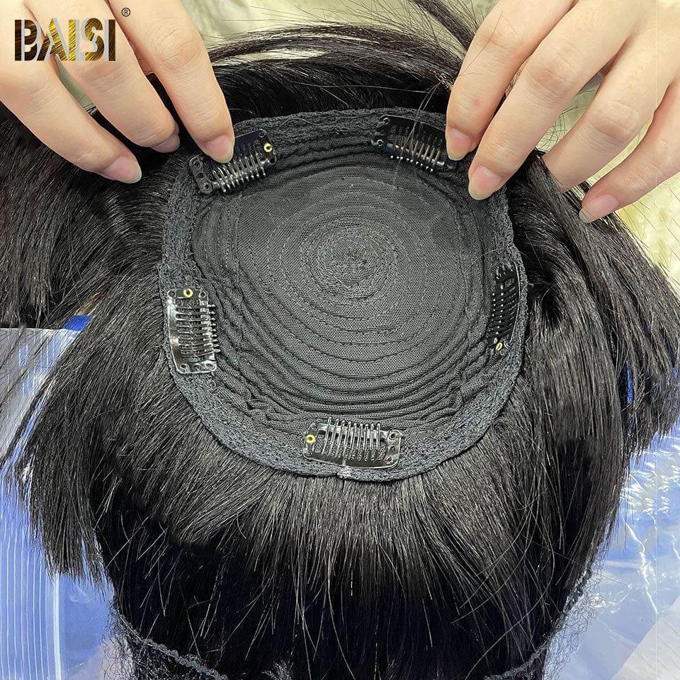 BAISI Demi-parrucca Liscia Topper capelli parziale personalizzato Colore 1BT30-350#（ non è una parrucca intera ）