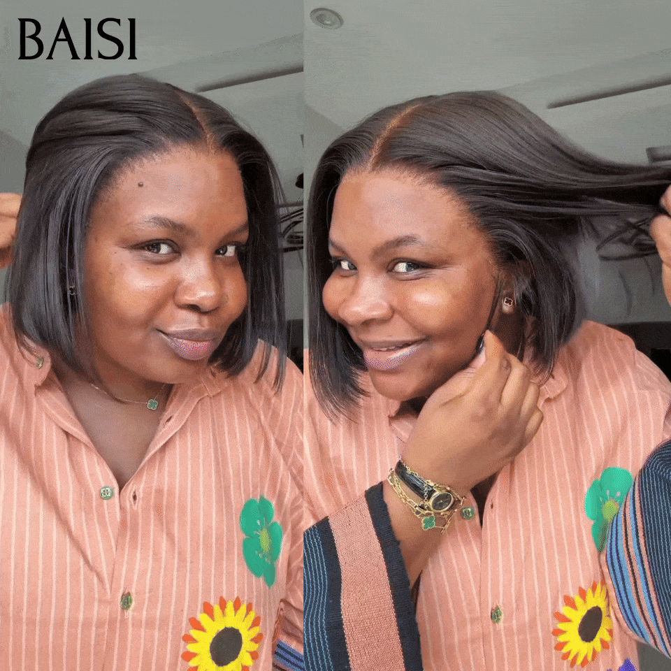 BAISI perruque SDD BONE STRAIGHT 100% Vietnam Hair Lisse 8 pouces 75€ BOB noir de luxe 2x6 lace closure 100% Cheveux Humains