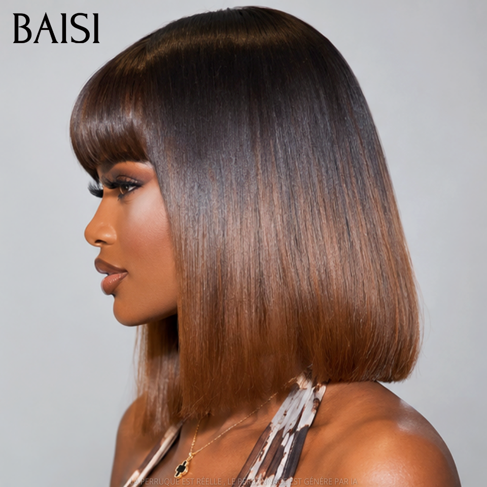 BAISI Peluca lace 13x4 Kinky Straight, ya peinada como en la foto, color negro 1B#, 20 pulgadas, belleza incomparable, de 100% cabello humano