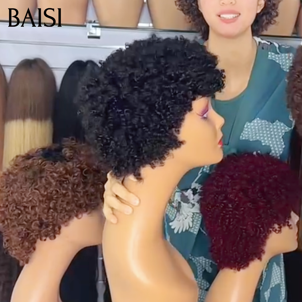 BAISI Lot de 5 Perruques Pixies 109€ Sans Colle Sans Lace 5Couleurs disponible 100% identique en 100% Cheveux humains
