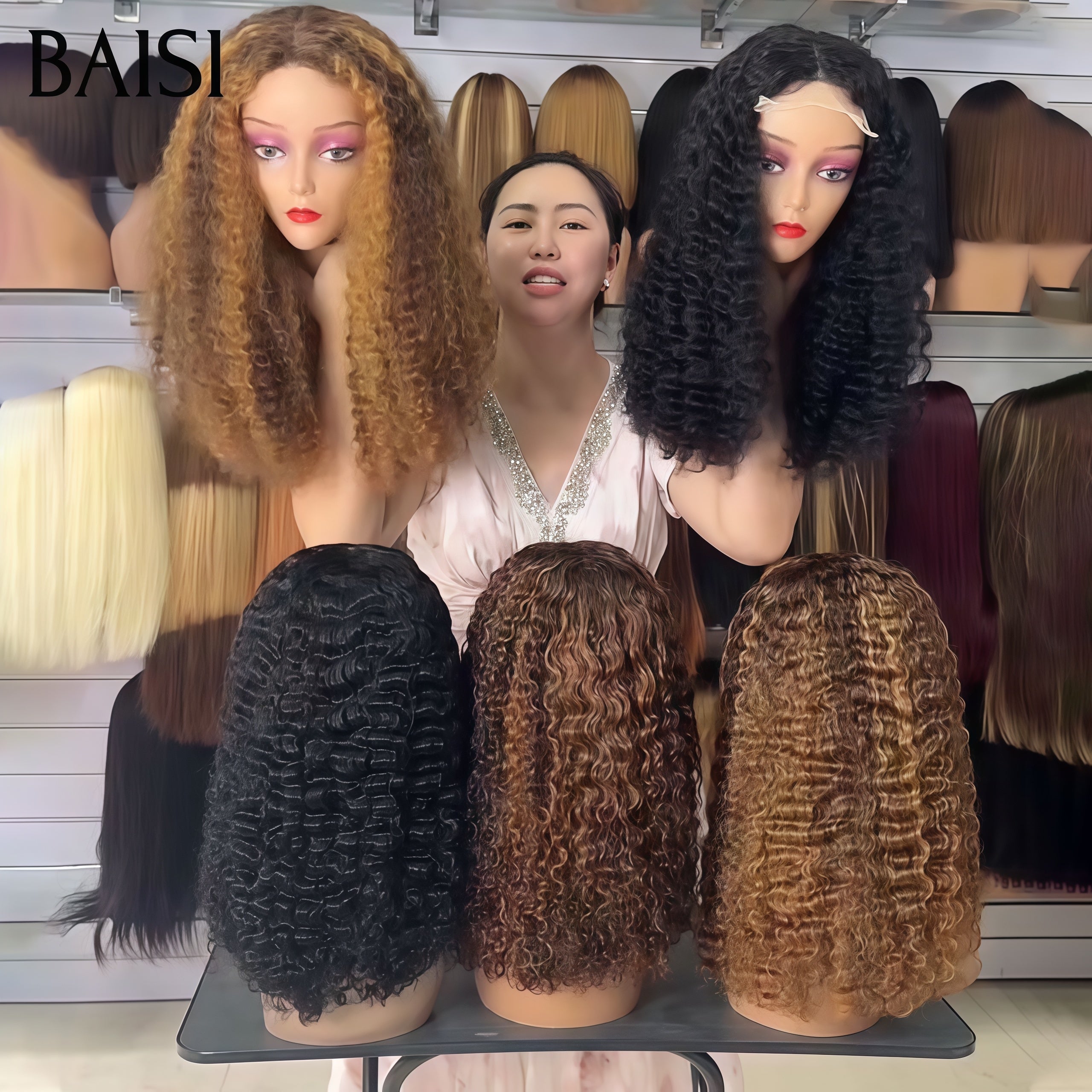 BAISI 5x5 Lace Sans Colle ou 13x4 Lace Perruque Kinky Curly Frisée 18Pouces 99€ Noir ou Colorés Qualité Irréprochable en 100% Cheveux Humains 