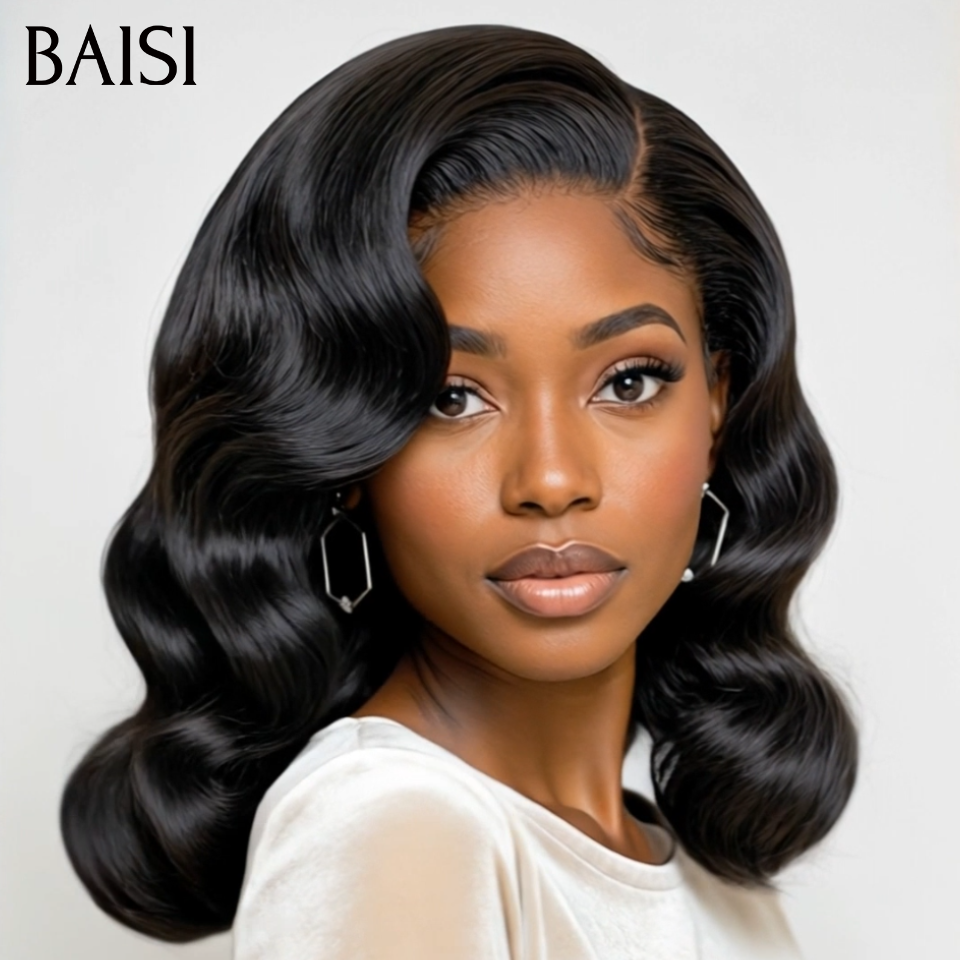 BAISI 4x4 Lace Perruque Reçu 48H Lisse Noir Body Wave 10 pouces 59€ Deja En France TVA 0€en 100% Cheveux Humains