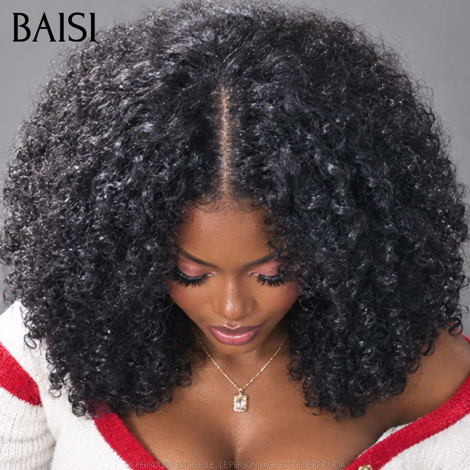 BAISI perruque PROMO 100% Vietnam Hair Qualité SDD Perruques Afro Kinky 4x4 lace 18 pouce 169€ sans colle 300% de Volume en 100% Cheveux Humain Hair