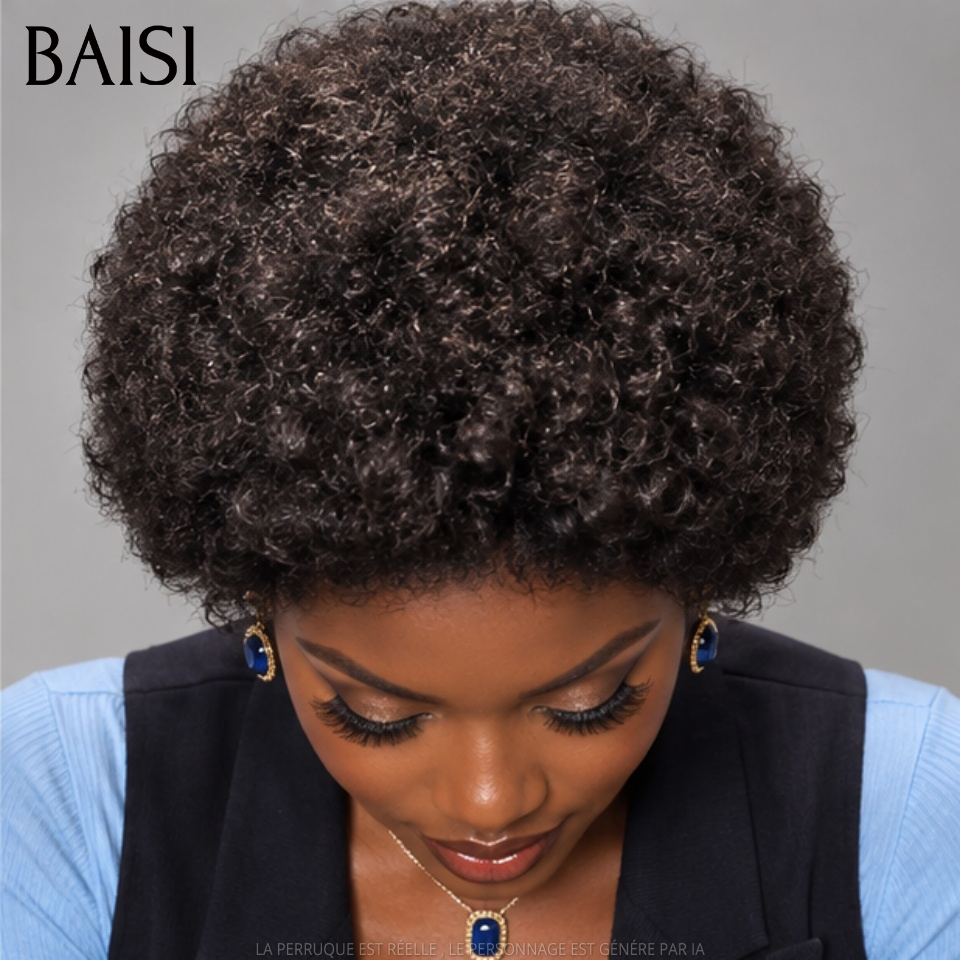 BAISI Pixie Afro Curly Lace 13x4 Frontal  65€ ou Lace Frontal HD + 4C 95€ En 100% Vrais Cheveux Humains