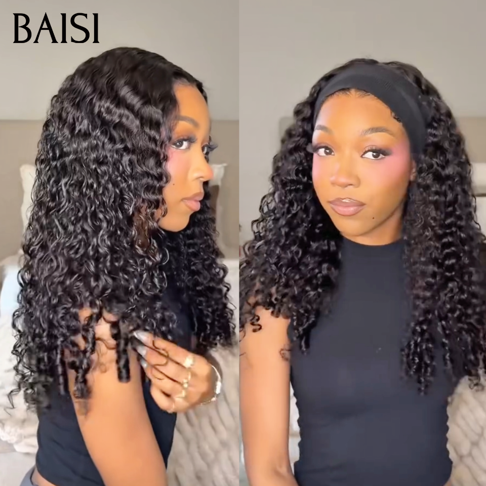 BAISI Perruque Bandeau Frisée Curly 16Pouces 169€ Sans Colle Sans Lace Pratique au Quotidien En 100% Cheveux Humains