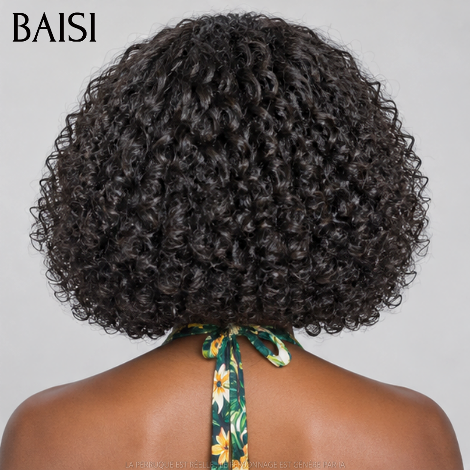 BAISI T-Part Lace Perruque Bob Kinky Afro 12Pouces 125€ Couleur Noir 1B# Beaucoup de Volume Pour Femme Noires en 100% Cheveux humains