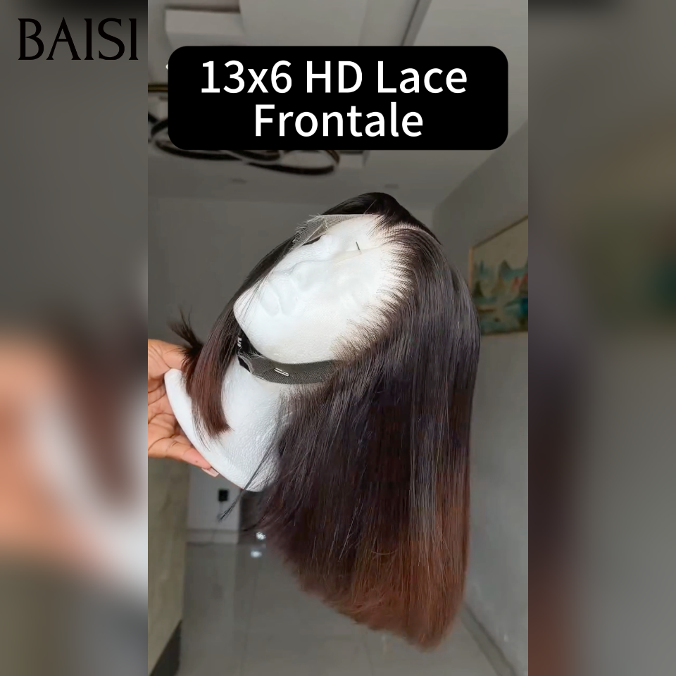 BAISI Perruques bob  Lisse Vietnam Hair Qualité Haut de Gamme Couleur Moitié Noir Moitié Marron Très A la Mode en 100% Cheveux Humains