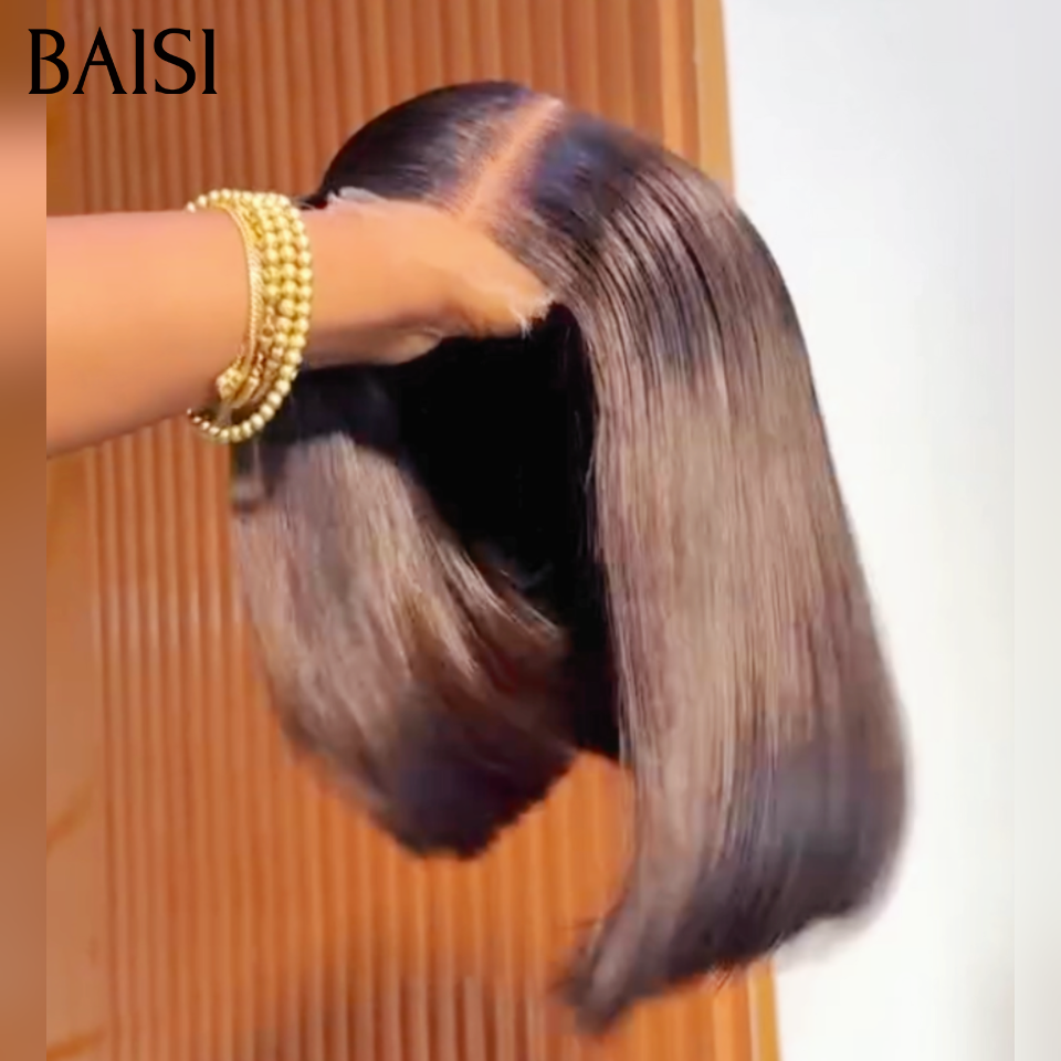 BAISI 13x4 Lace Frontale Lot De 2 Perruques Courte 1 Pixie Curly 69€ et 1 Bob Carré Lisse 78€ Seulement  Promotion Inédite en 100% Cheveux Humains 