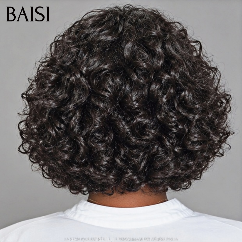 BAISI Perruques egg Wave sans colle 250% densité Très belle couleur avec Frange Fabriquées par les cheveux double drawn