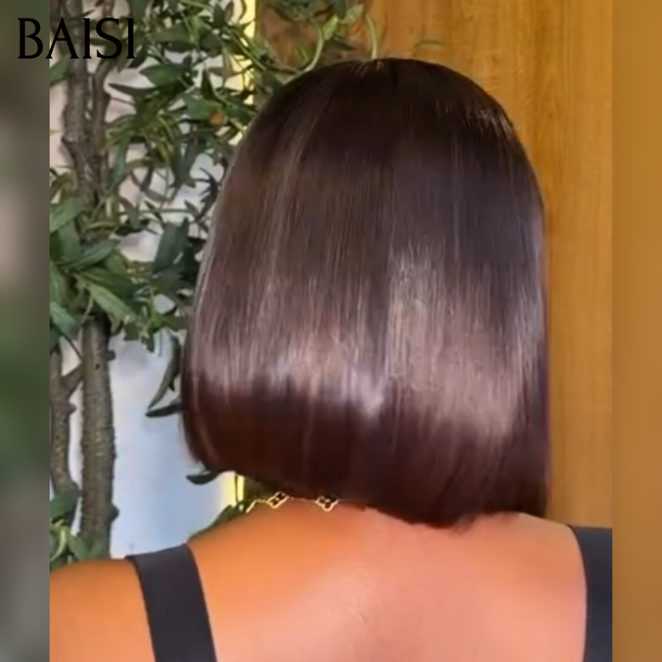 BAISI 2X6 lace Perruque BOB Lisse 98€  de Luxe Haute Qualité Viêtnam Hair Lisse BOB en Couleur Noir en 100% Cheveux Humains FR38