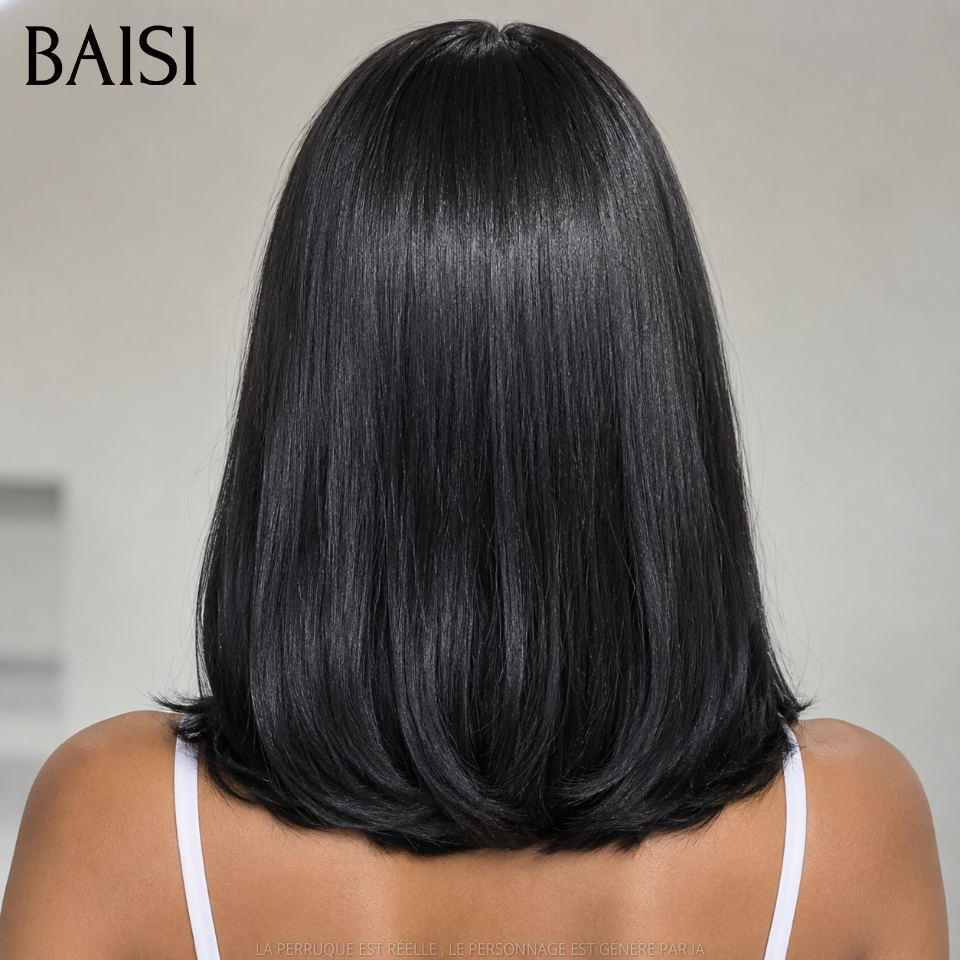 BAISI vente flash perruque bob carré frontale 12 pouce en Marron pixie moitié prix en 100% vrais cheveux humains MP50
